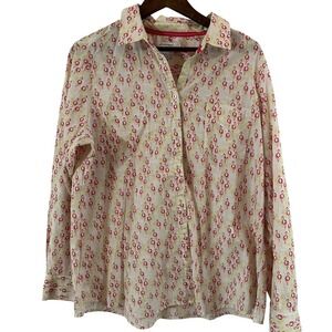 Foxcraft NYC Wrinkle Free‎ Womens FLAMINGO Print Button Up Shirt Size 18 Relaxed